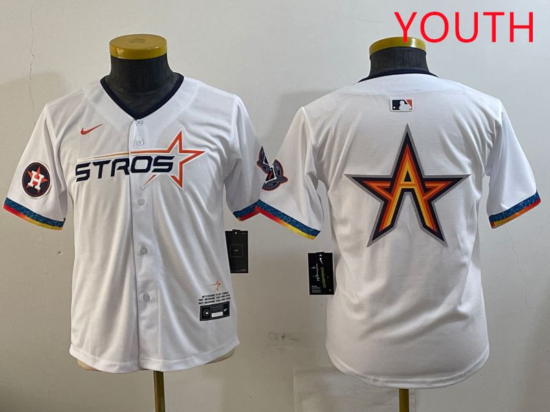 Youth Houston Astros Blank White Fourth generation Joint Name 2025 Nike MLB Jersey style 3->youth mlb jersey->Youth Jersey